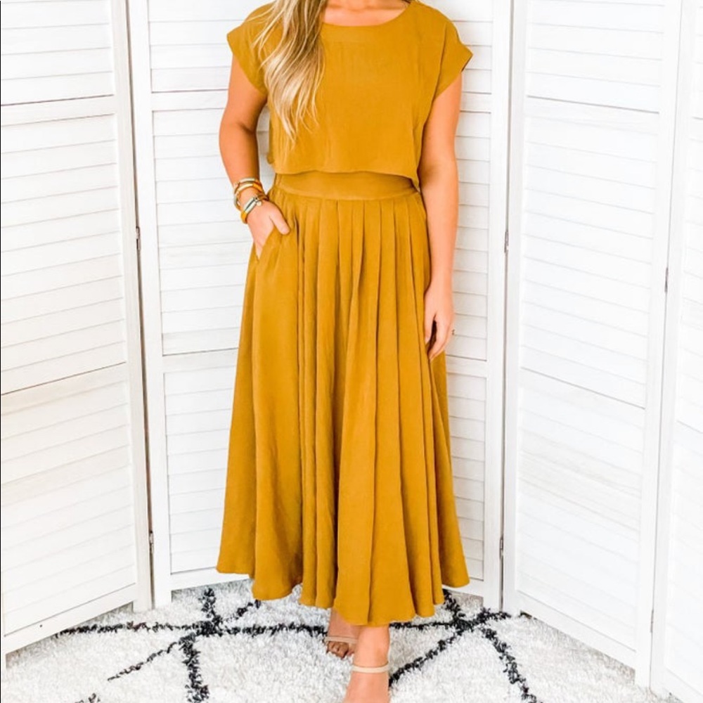 Mustard yellow top and skirt set